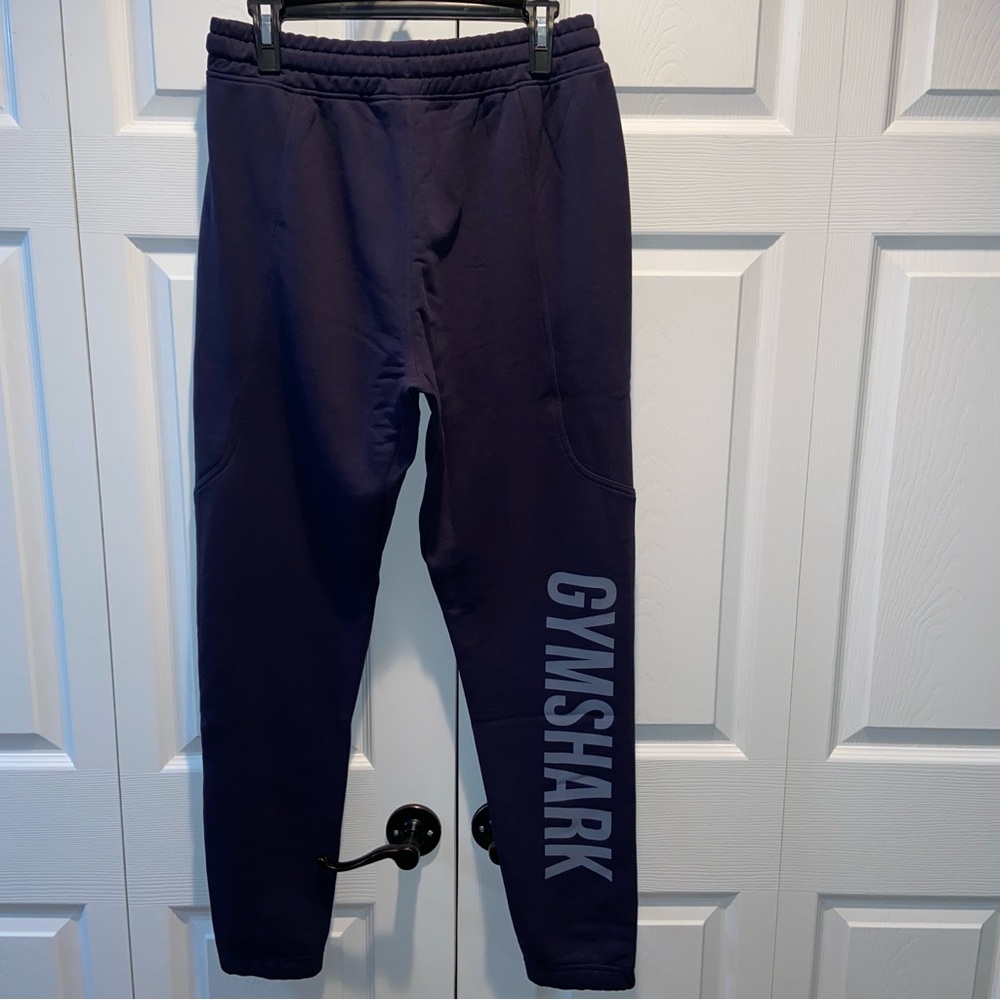 Gymshark Power Wordmark Oversized Joggers - Navy - Gray Logo on Leg